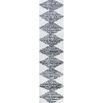 Elm Diamond Stripe Geometric Shag Area Rug
